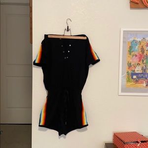 Black Rainbow Stripe Romper